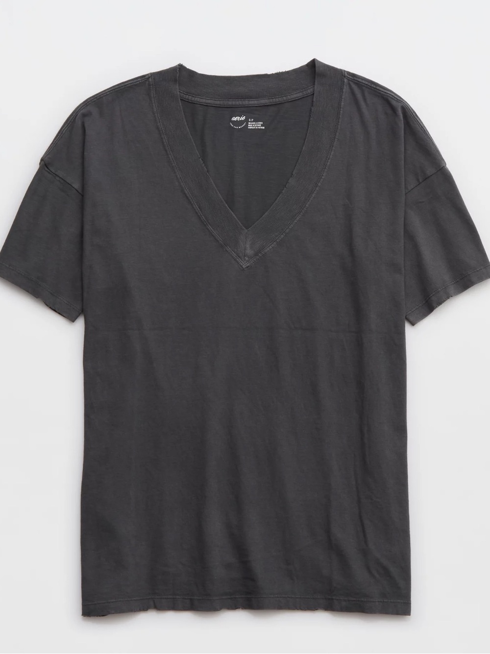 Aerie Oversized V-Neck Boyfriend T-Shirt Gray Small - Picture 3 of 9